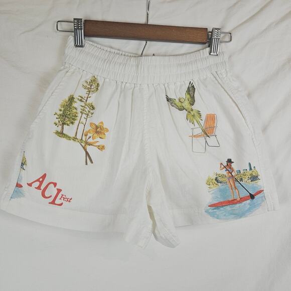 ACL Fest Pants - ACL Fest‎ Austin City Limits 2023 linen cotton short, white, size XS